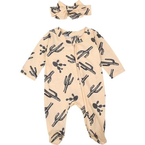 Baby Girls Jumpsuit Newborn Long Sleeve Round Collar Zipper Open Front One-piece and Headdress Pink/ Apricot 0-18 Months