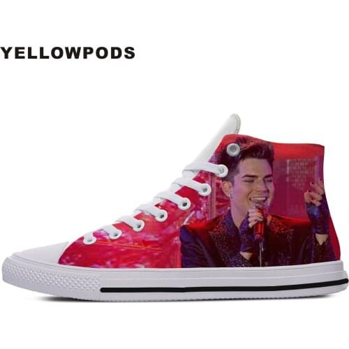 Customized Mens Casual Shoes Hot Cool High Quality Handiness For Men Pop Rock Adam Lambert Cute Cartoon Custom Sneakers White