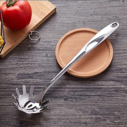 Kitchen Pasta Server Stainless Steel Spoon with Ergonomic Handle for Spaghetti Noodles B88