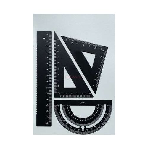 Metal ruler primary school student draws a set of ruler triangle ruler wave protractor with stationery aluminum alloy