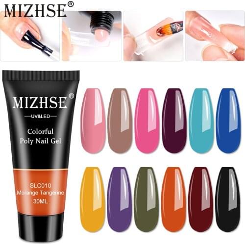 MIZHSE Poly Builder Gel Nail Extendsion Jelly Gel 15/30ML 12 Colors Solid UV Acrylic Poly Nail Gel All for Nails Art Design