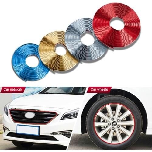 8m Car Wheel Rim Sticker Chrome Wheel Decoration in Auto Tire Rims Plated Strip Protection Decal Sticker on Car Body Accessories