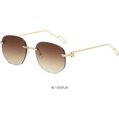 2021 new metal small frame rimless rimless sunglasses women street European and American fashion trend glasses 3089