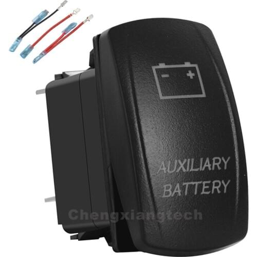 Orange Led Toggle Rocker Push Switch Auxiliary Battery 5P SPST ON/OFF 12v/24v + Jumper Wires Set For Car Boat Truck Waterproof