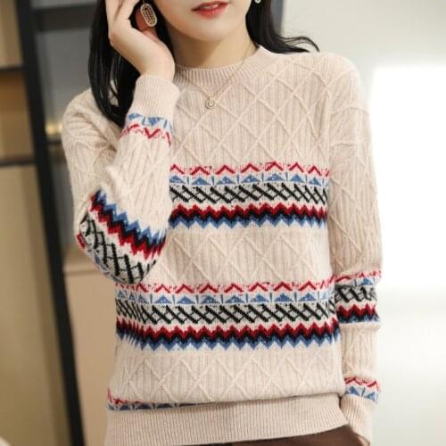 2021 autumn winter womens cashmere sweater wool knit sweater loose long-sleeved top plus size pullover cashmere thick sweater