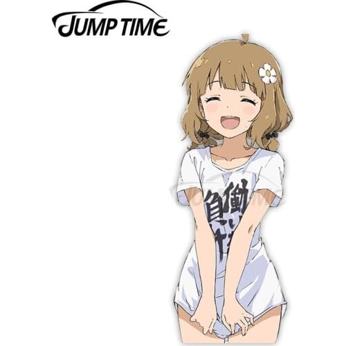 Jump Time 13cm x 7.5cm Cute Girls Anime Car Decals Custom Printing Motorcycle Scratch-proof Vinyl Window Trunk Stickers
