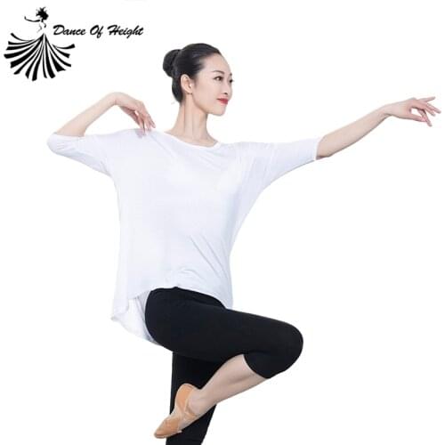 Modal Dance Practice Shirt For Men And Women Loose Latin Dance Clothes Adult Classical Dancewear Yoga Dress Round Neck One Size