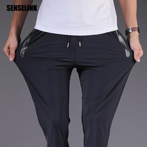 Men Pants Joggers Fitness Running Ice Silk Quick Dry Outdoor Sweatpants Slim Elasticity Trouser Breathable Plus Size Men Pants
