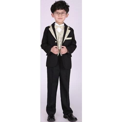 Boy Formal Classic Costume 5PCS/SET Gentlemen Boys Suits Weddings Kids Prom Suits Wedding Suits Boys Tuexdo Children Clothes Set