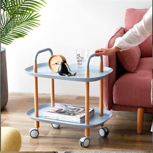 Nordic simple stroller living room storage mobile small coffee table sofa side tables home multi-function dining car