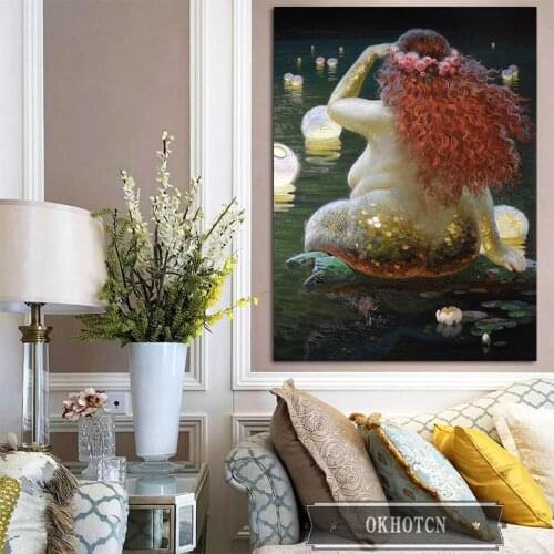 Modern Wall Art Picture Victor Nizovtsev Canvas Painting Nude Mermaid Poster Nordic Home Decorations for Living Room