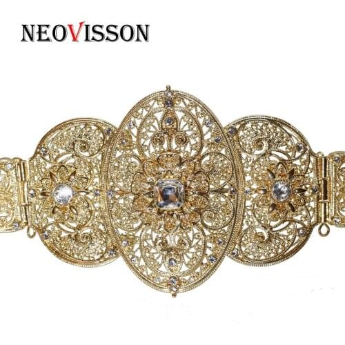NEOVISSON Algeria Women Caftan Belt Metal Chain Gold Silver Color Wedding Jewelry