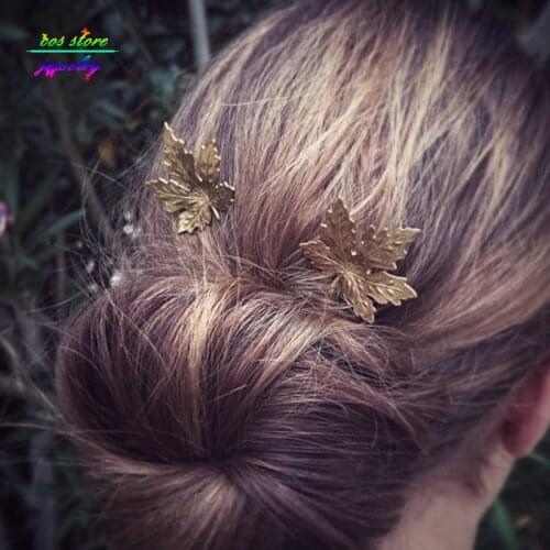 Vintage Fashion Hair Jewelry Gold Maple Leaf Bobby Pin Woodland Hair Accessory Maple Leaf Bobby Pin Wedding Hair Accessories