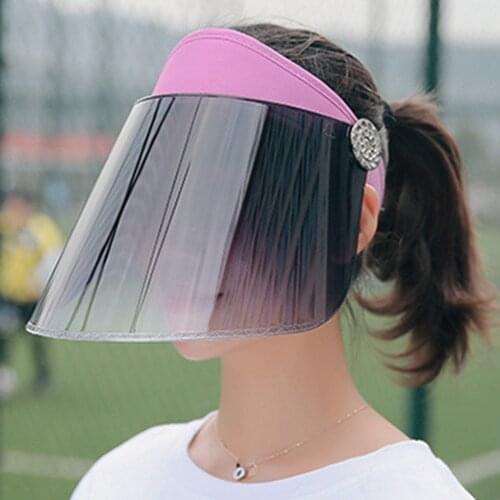 Women objective anti UV ray female plastic hat wide brim sun casual summer free rotation empty plastic visor cap PVC Sun Hat