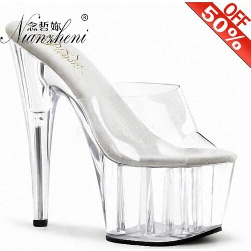 6Inch Woman High Stripper Heel Crystal 15CM Waterproof Wedding Pole Dance Shoes Bride Platform Slippers Wedding New Sexy Fetish