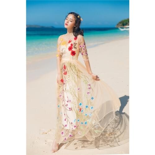 High Quality Explosions Leisure casual embroidery matching Dresses Women Summer Casual Dress