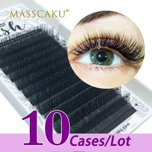 10case/lot MASSCAKU sell 12 lines Y-shape eyelash extensions super soft natural mink individual lashes makeup maquiagem cilios