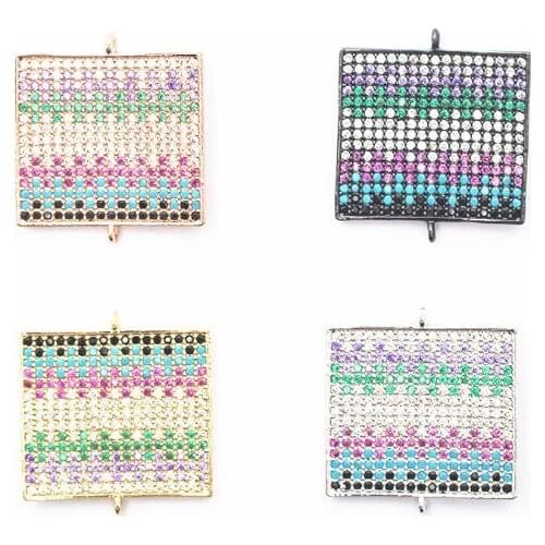 23*25mm multicolor Puzzle micro pave cz zircon cubic zirconia beads DIY Copper necklace charm bracelet connectors sdg3sd