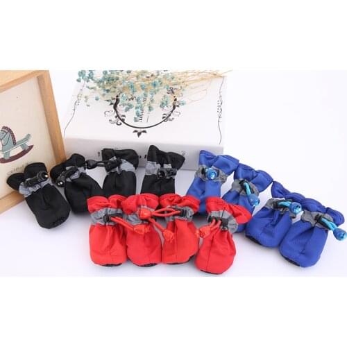 4pcs/set Anti-slip Pet Shoes for Small Dogs Cats Chihuahua Yorkie Thick Snow Dog Boots Socks