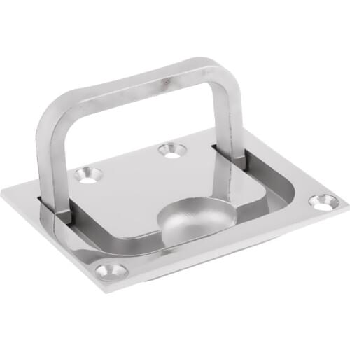 4Pc Stainless Steel 316 Flush Lift Ring / Hatch Pull Long Handle 75mm X 55mm