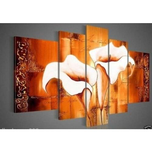 5Pc Huge wall painting Abstract modern decor Art calla lily flower Oil Painting On Canvas(No frame)