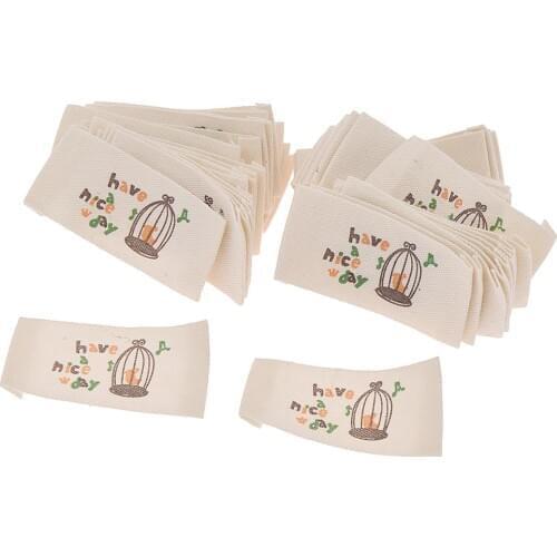 50Pcs/Lot Cattoon Style Cotton Ribbon DIY Handmade Cloth Sewing & Packing Label Needlework Patchwork Apparel Sewing Accessories