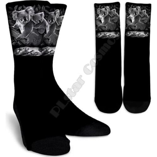 Australia Family Koala Black And White Crew Socks 3d Printed Men For Women Funny socks fashion long Socks