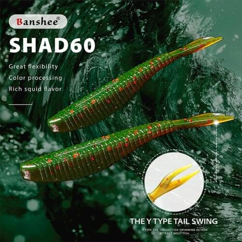 Banshee 15Pcs/Lot Perfect Soft Lures For Fishing 1.5g 60mm Easy Shiner Craw Lure Shad Wobbler For Perch Grub Bait Squishy Shad60