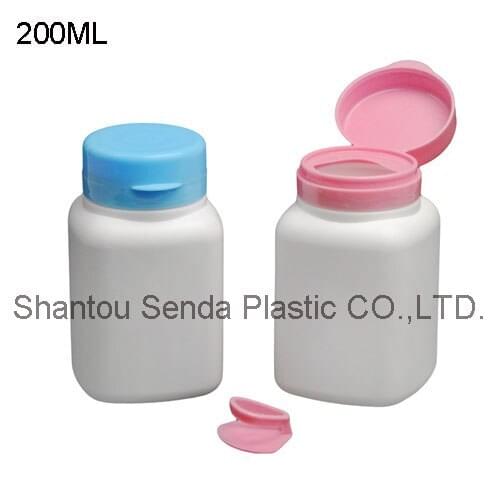Free shipping 20pcs/lot square bottles with snap blue caps,eco-friendly material plastic PE bottles,pill/capsule/powder bottles