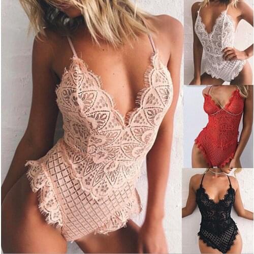 Body Suits Women Sexy Lingerie Lace Teddy Sexy Costumes Black White Red Exotic Dancewear Bodysuits Erotic Nightwear Plus Size