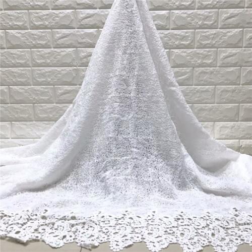 Pure White New Arrival High Quatily water soluble lace African Cord Lace Fabric Guipure Lace Fabrics For Women dress j15-60
