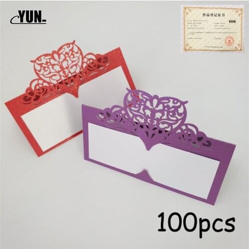 D. 100pcs/lot Laser Cut Wedding Favors Decor Hollow Love Heart Paper Vine Seat Table cards Name Name Place Cards Invitations