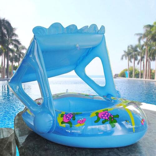 Baby Float Swimming Ring Sitting Boat Pools Accessories Water Seat Rings Sun Shade Children Infants Inflatable Dinosaur Tent