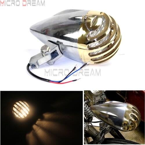 E-mark Retro Headlight Motorcycle H4 12v Brass Grille Cover 4.5''Head Lights For Harley Sportster XL 1200 883 Iron Custom Bobber
