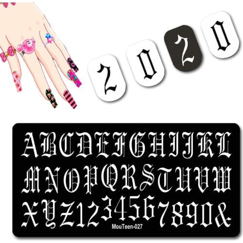 Gothic Design Nail Art Template Big Size Letter Carven Stamping Digital Graphic Metal Sheet Plate For Nails Stamping Plate #027