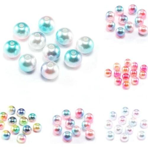 Imitation Pearl Plastic Loose Beads Colorful Gradient Candy Color Multicolored Round Loose Beads DIY Jewelry Accessories