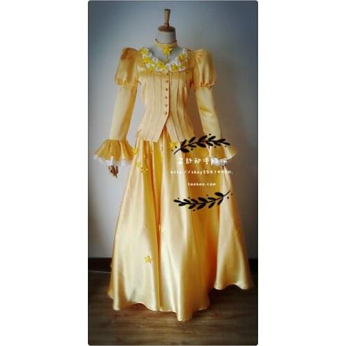 2016 Cardcaptor Sakura kinomoto sakura and Daidouji Tomoyo cosplay costume Magical costume 60th anniversary gold stars dress