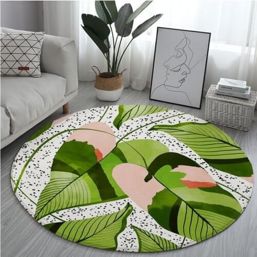 Doormat Living Room Coffee Table Sofa Illusion Mat Round Plant Leaf Art Homeware Printed Floor Bedroom Mat