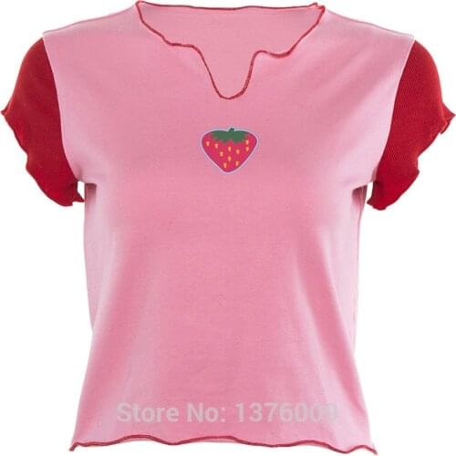 2019 Kpop Kim Hyuna T Shirt Retro Strawberry Chic Tops Tee Lovely Sweet Short Style Summer Slim Clothes Harajuku Women Vintage