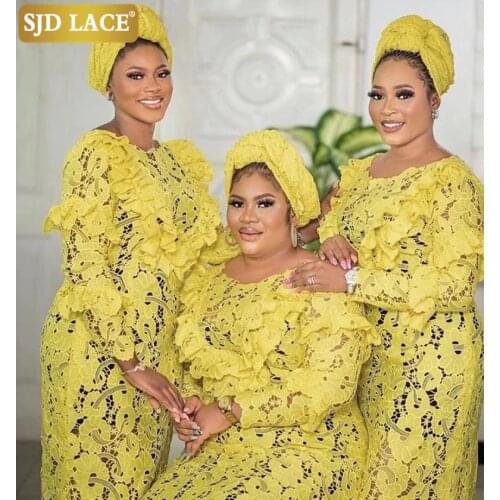 SJD LACE 2020 Latest African Cord Lace Fabric High Quality Holes Water Soluble Guipure Lace For Nigerian Wedding Party Sew A1958