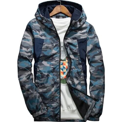 New Thin Camouflage Jacket Spring Autumn Men Casual Sunscreen Student Hip Hop Thin Windbreaker Hooded Jacket Coat Large Size