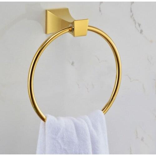 Brass Round Wall-Mounted Bathroom golden Towel Holder Towel Rings Towel Racks GB005a