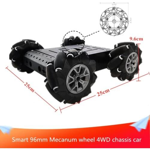 Smart 96mm Mecanum Wheel 4WD Metal Car Chassis DIY Mobile Robot Platform RC Robot Car for Toys Kit 4pcs High Torque Motors