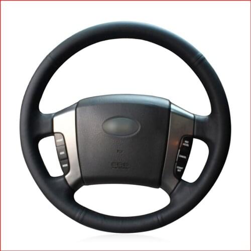 MEWANT Black Genuine Leather Car Steering Wheel Cover for Kia Sorento 2003 2004 2005 2006 2007 2008 2009