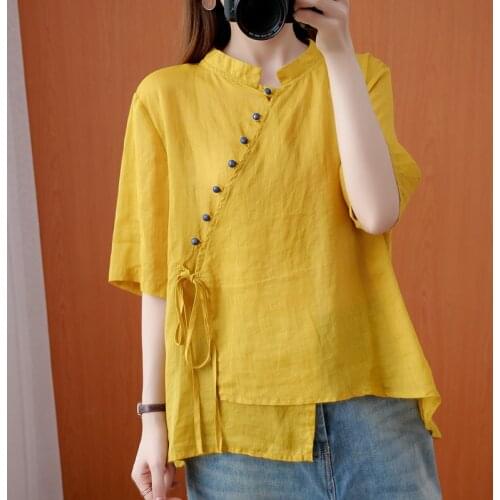 Женские льняные рубашки Myfjxjy China At AliExpress