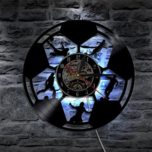 Soccer Wall Art Vinyl Record Wall Clock Football Wall Clock For Kids Rooms Nursery Room Decor Housewarming Gift For Soccer Fan