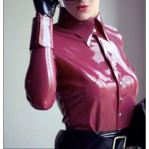 Novelty womens long sleeve top blouse made of 0.4mm thickness natural latex materials