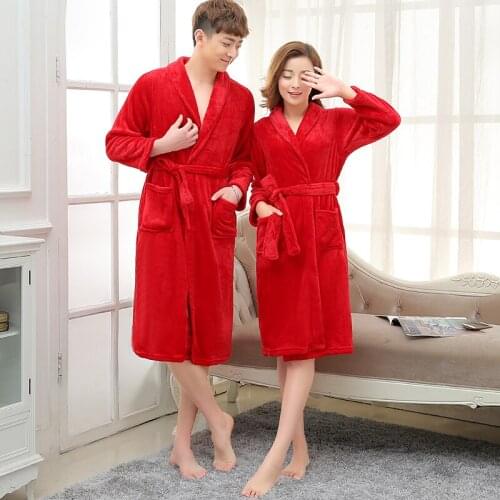 New Arrival Men Women Luxury Silk Flannel Winter Spa Bathrobe Mens Long Kimono Bath Robe Male Bathrobes Warm Night Dressing Gown