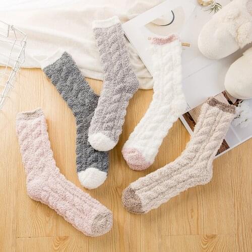 Autumn and winter coral velvet moon autumn and winter models adult socks womens warm padded floor socks ladies home