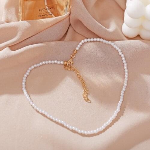 New Fashion Elegant Simple Necklace String Imitation Pearl Clavicle Chain Cute Girlfriend Lovely Student Sister Anniversary Gift